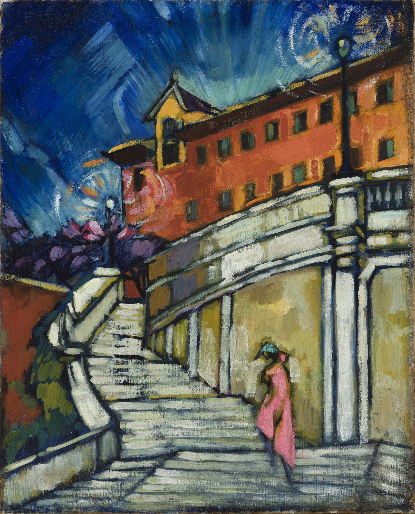 Italian Cityscape with the Figure of a Woman (Spanish Stairs in Rome)